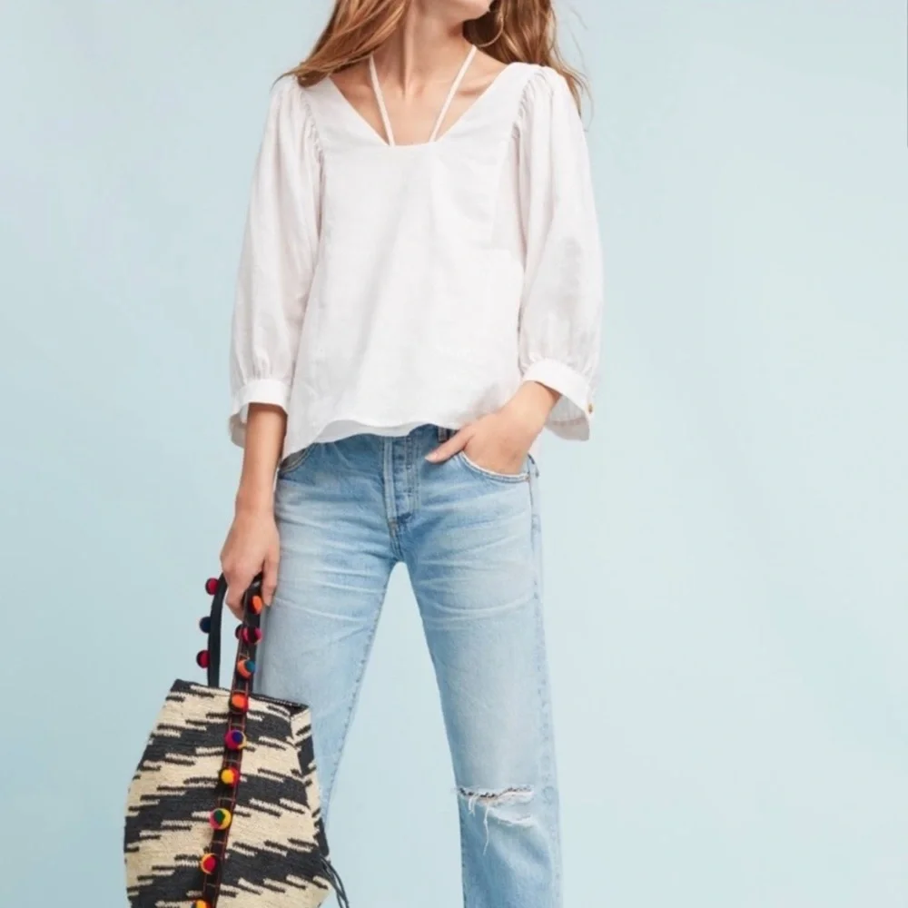 Anthropologie Akemi + Kin Sylvia Bat Sleeve puff sleeves Top Sz XS